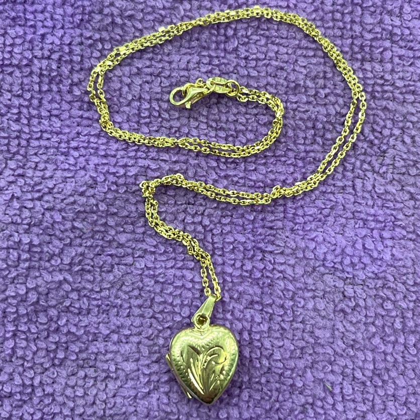 Product photo for RJ 9ct Gold Chain & Heart Locket