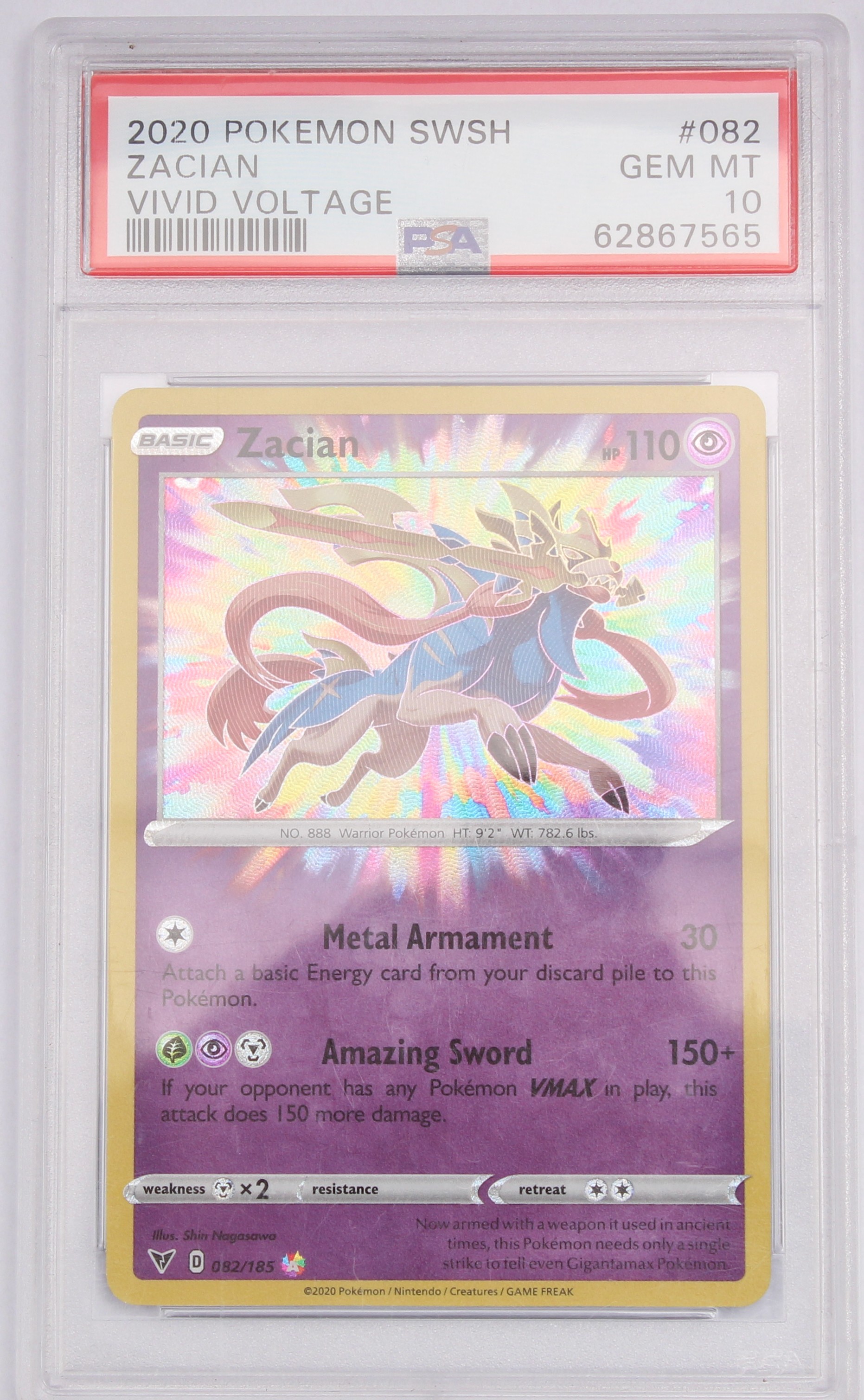 Like New Pokemon 2020 SWSH Zacian Vivid Voltage TCG Card - PSA 10 (NR) - Own4Less Like New Pokemon 2020 SWSH Zacian Vivid Voltage TCG Card - PSA 10 (NR) - Own4Less