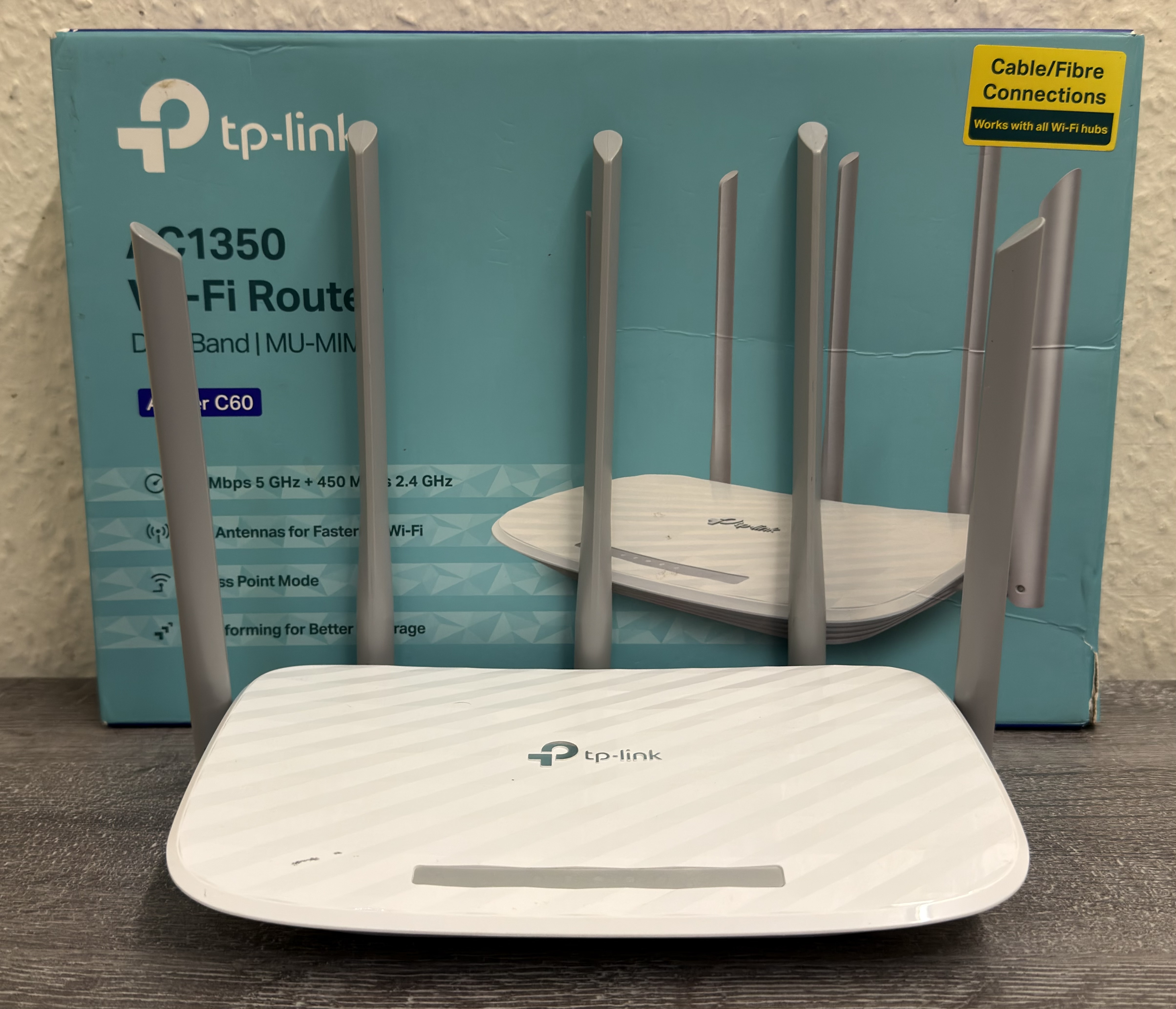 Product photo for TP-LINK AC1350 DUAL BAND WI-FI ROUTER ( ARCHER C60 ) - BOXED