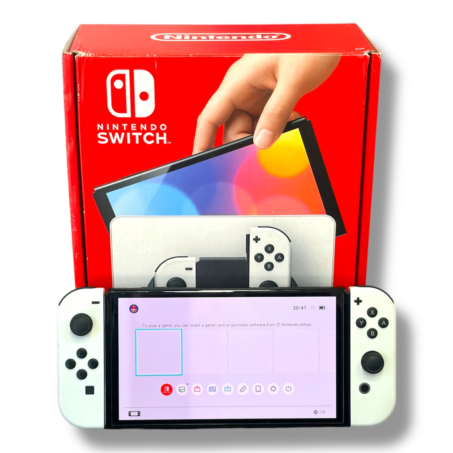 Product photo for Nintendo Switch OLED Console, 64GB + White Joy-Con, Boxed