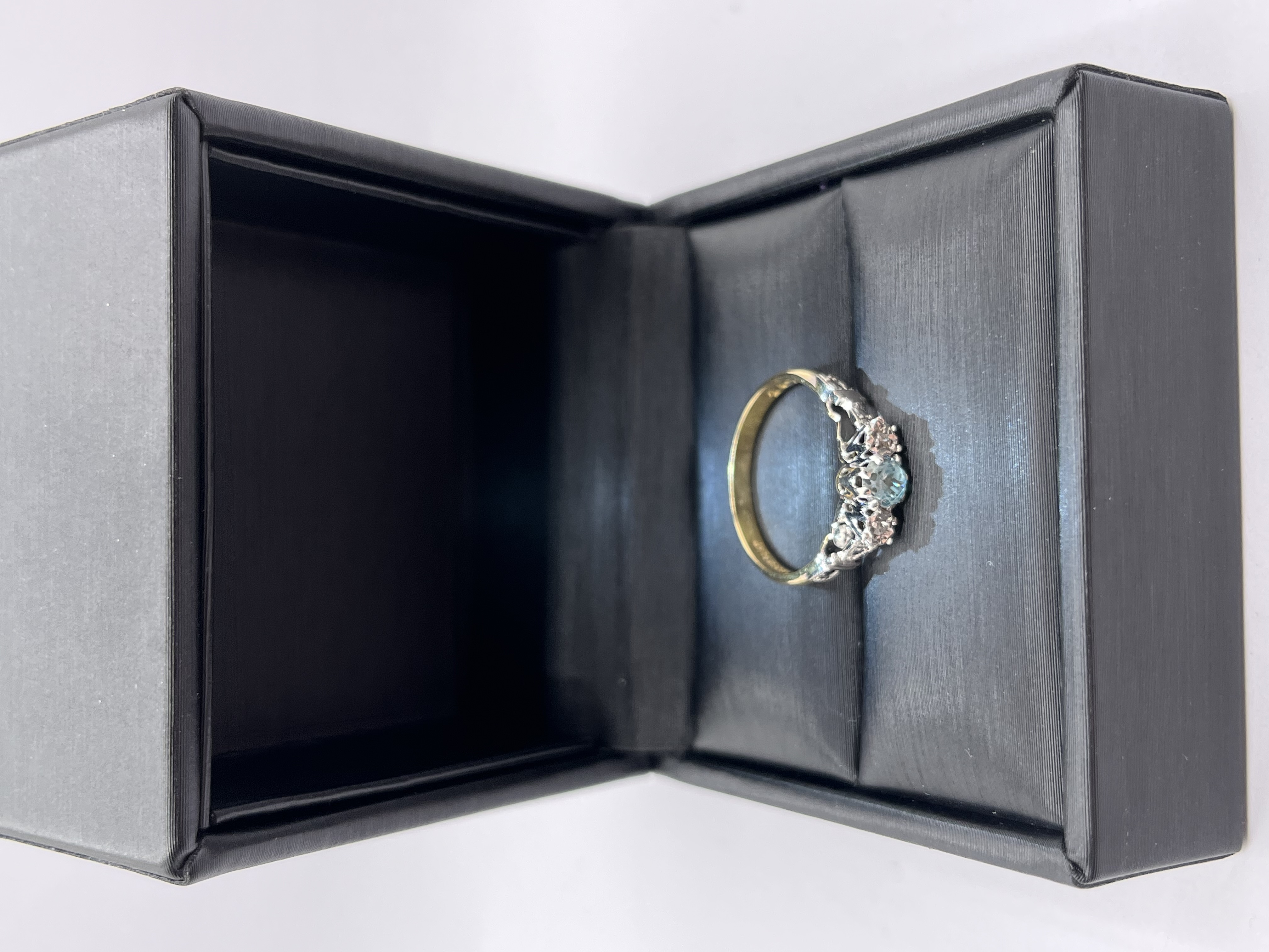 Product photo for 18ct Yellow Gold Aquamarine & Diamond Halo Ring
