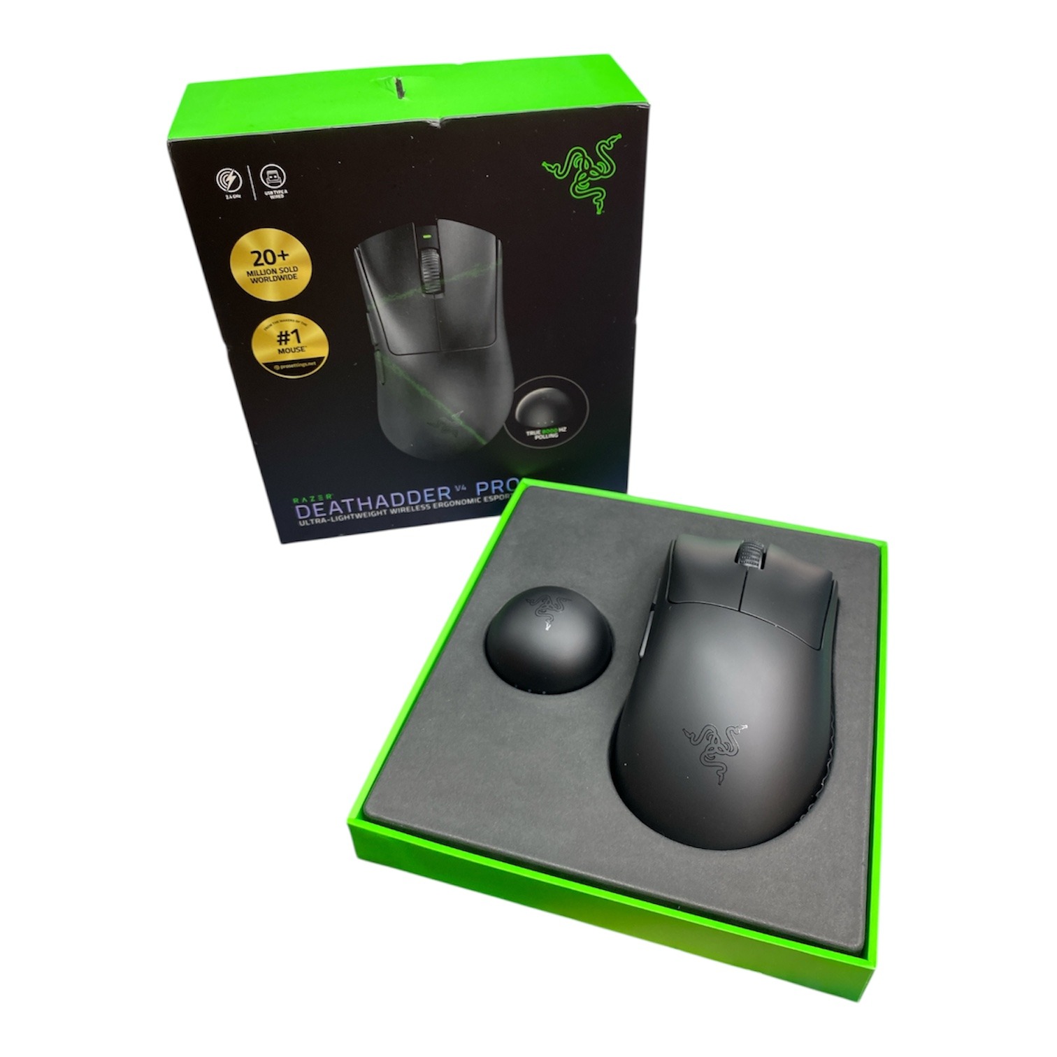 Product photo for Razer Deathadder V4 Pro Wireless Mouse - Black, A