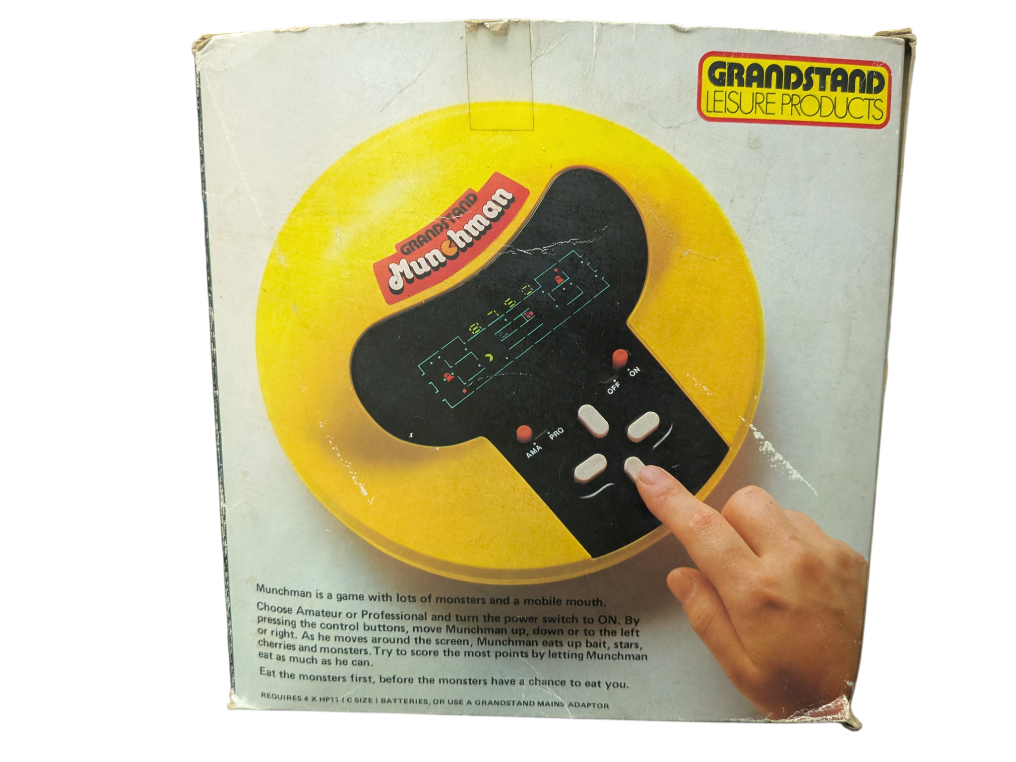 Product photo for Grandstand Munchman Vintage Tabletop Electronic Game Boxed with Official Adapter