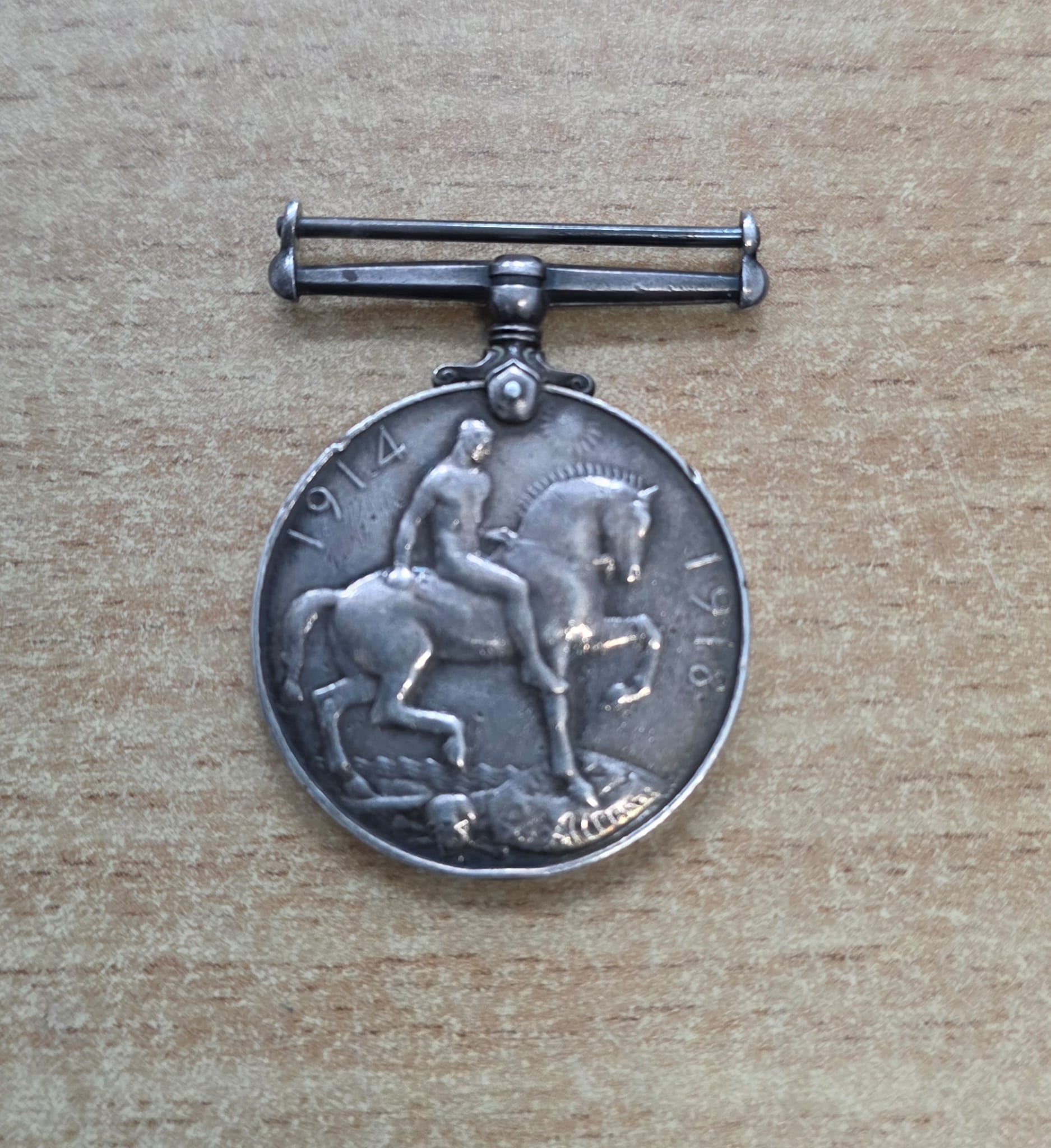 Product photo for WW1 1914-1918 War Medal W J Hodges Royal Navy No Ribbon