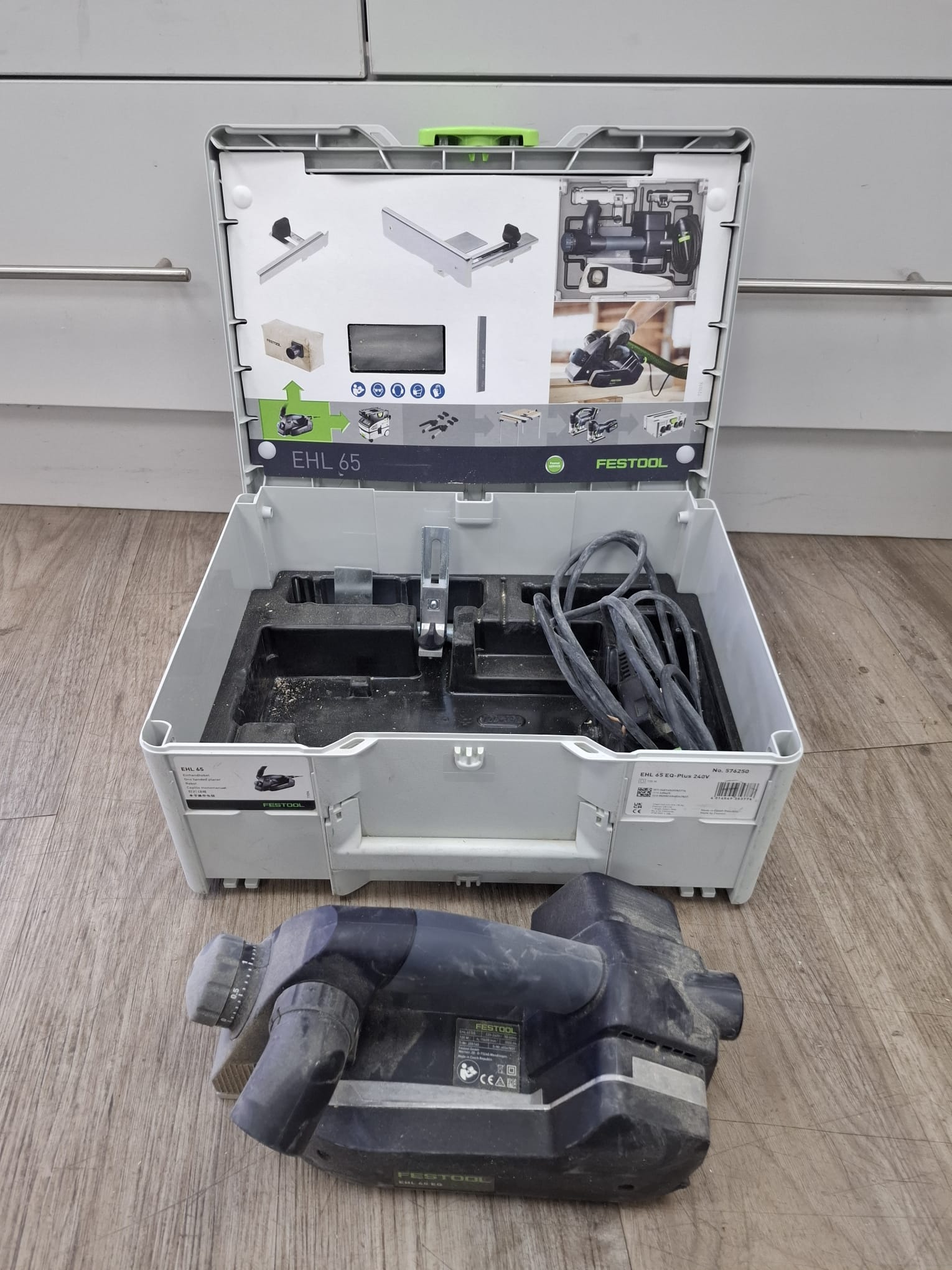 Product photo for Festool EHL 65 EQ-Plus 240V One Handed Plan er - White/Green (576250)