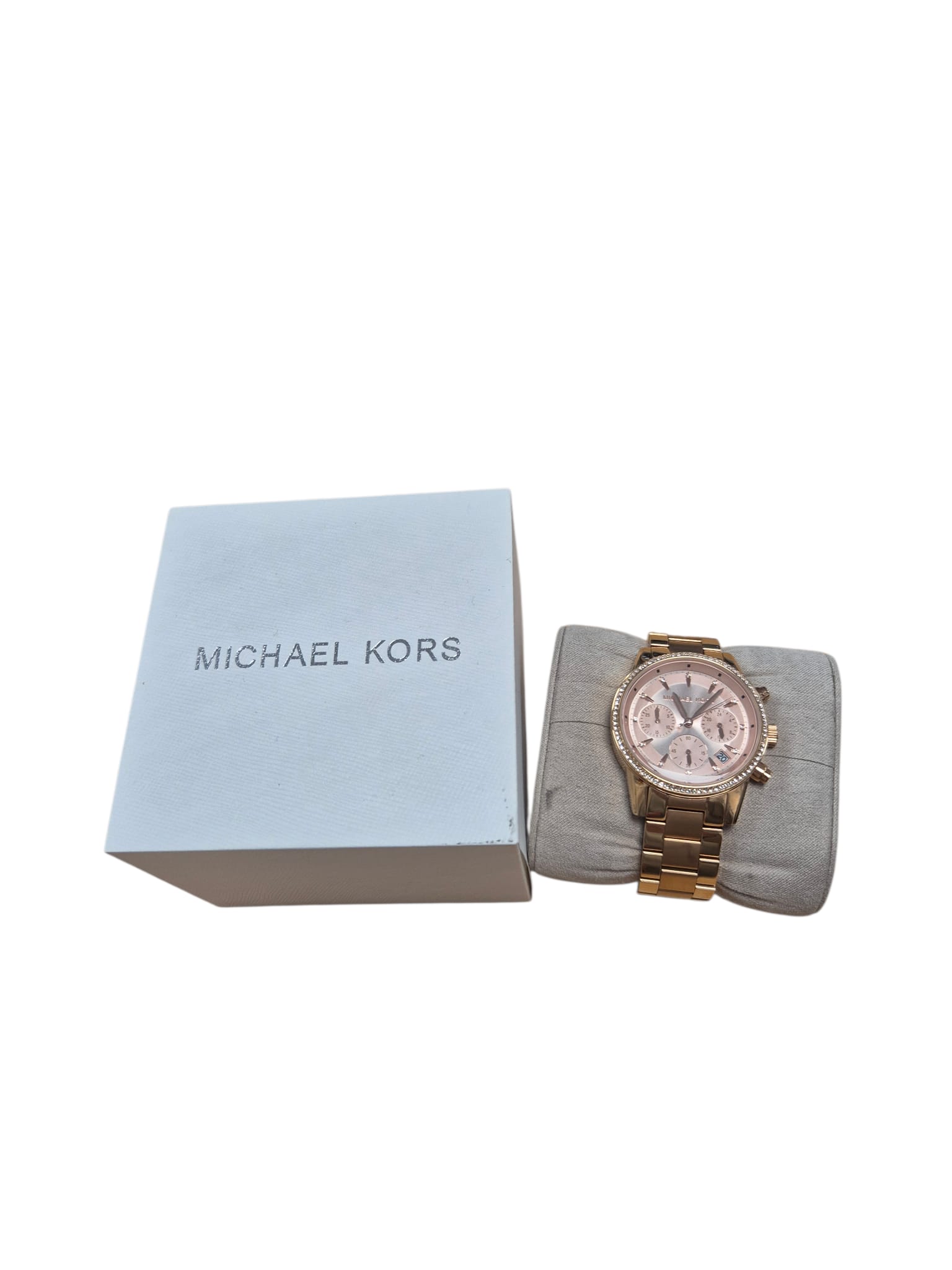 Product photo for Michael Kors MK6357 Ladies Chronograph Rose Gold Watch MINT