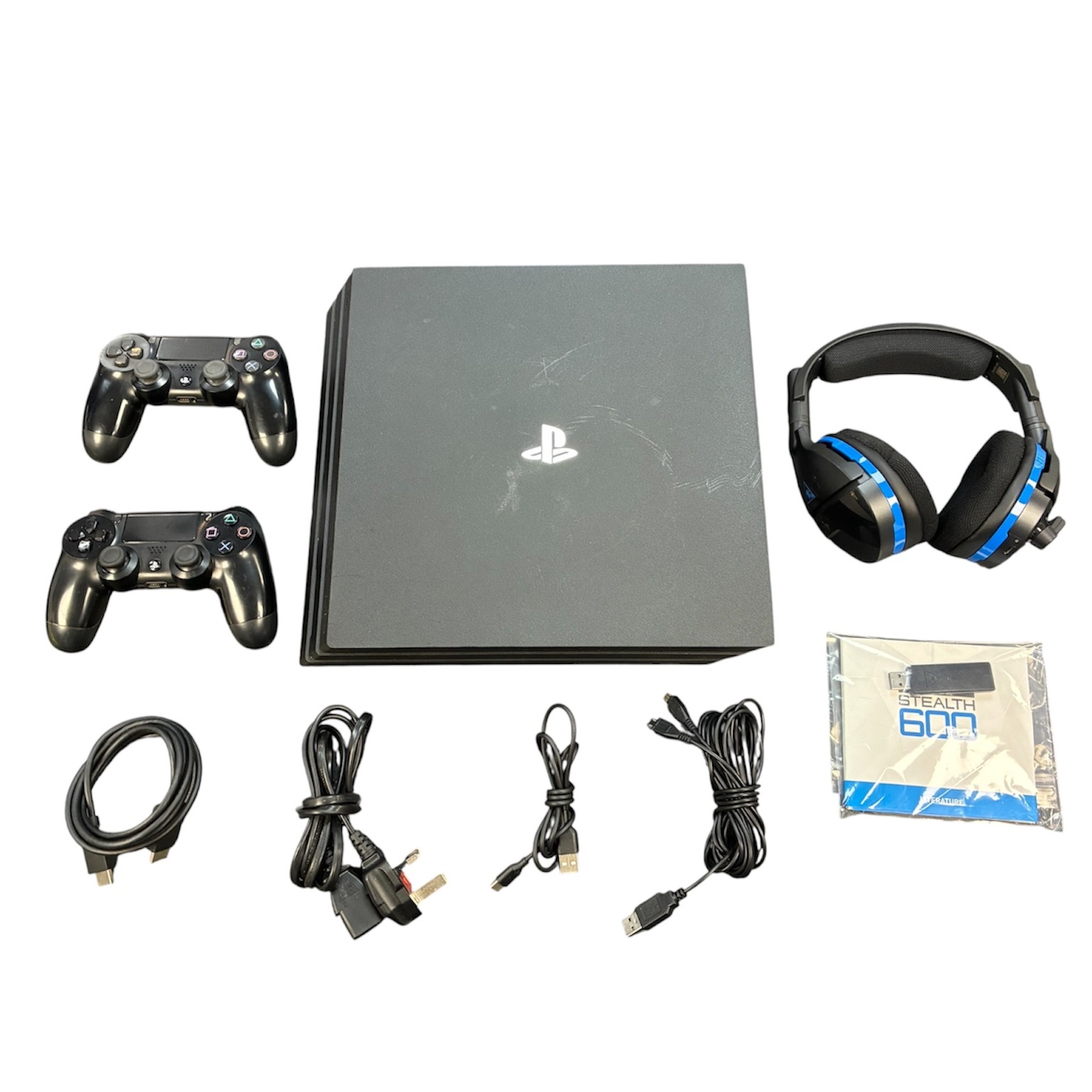 Product photo for PS4 Pro Bundle w/Headset & 2 Controllers