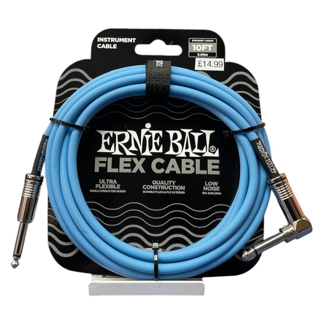 Product photo for Ernie Ball  Flex Instrument Cable Straight/Angle 10ft - Blue P06464