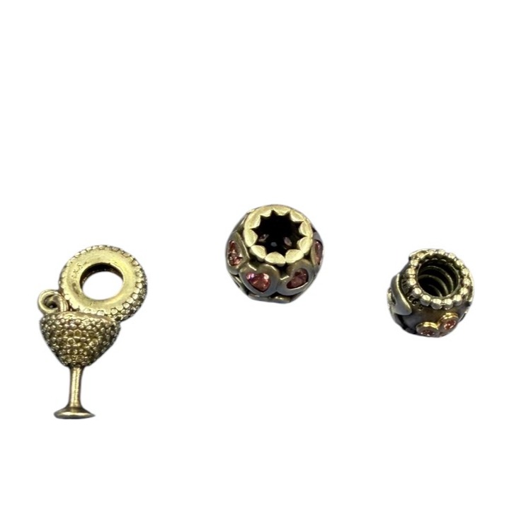 Product photo for 3 x Generic Silver Charms - Mum, Martini Glass and Pink Hearts
