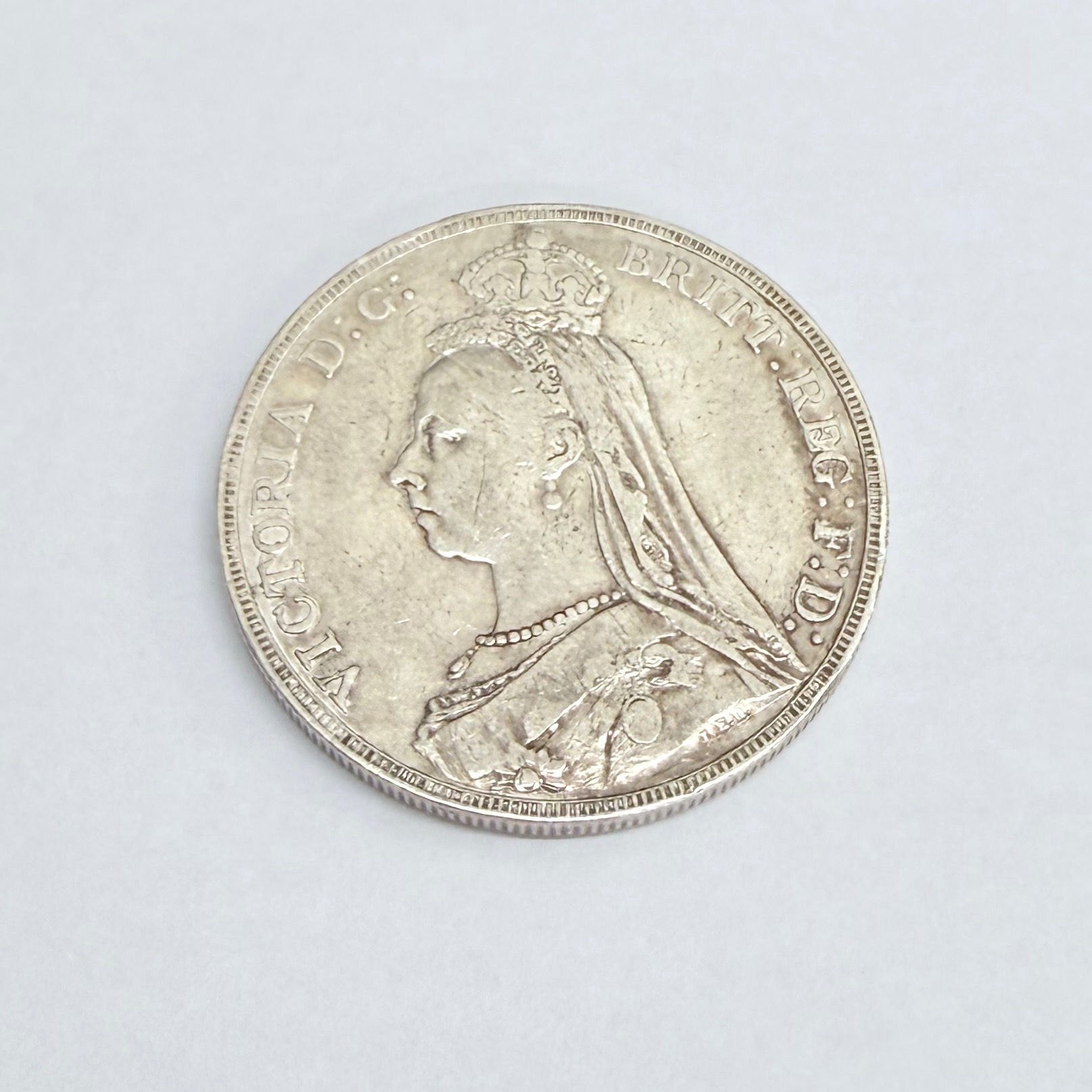 Product photo for QUEEN VICTORIA 1890 SILVER CROWN COIN