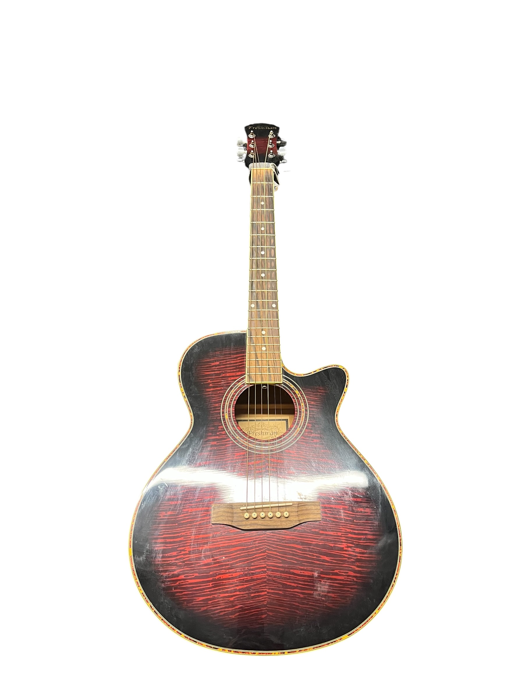 Product photo for Freshman FA1AN Folk Cutaway Electro Acoustic Guitar Natural Bare Unit
