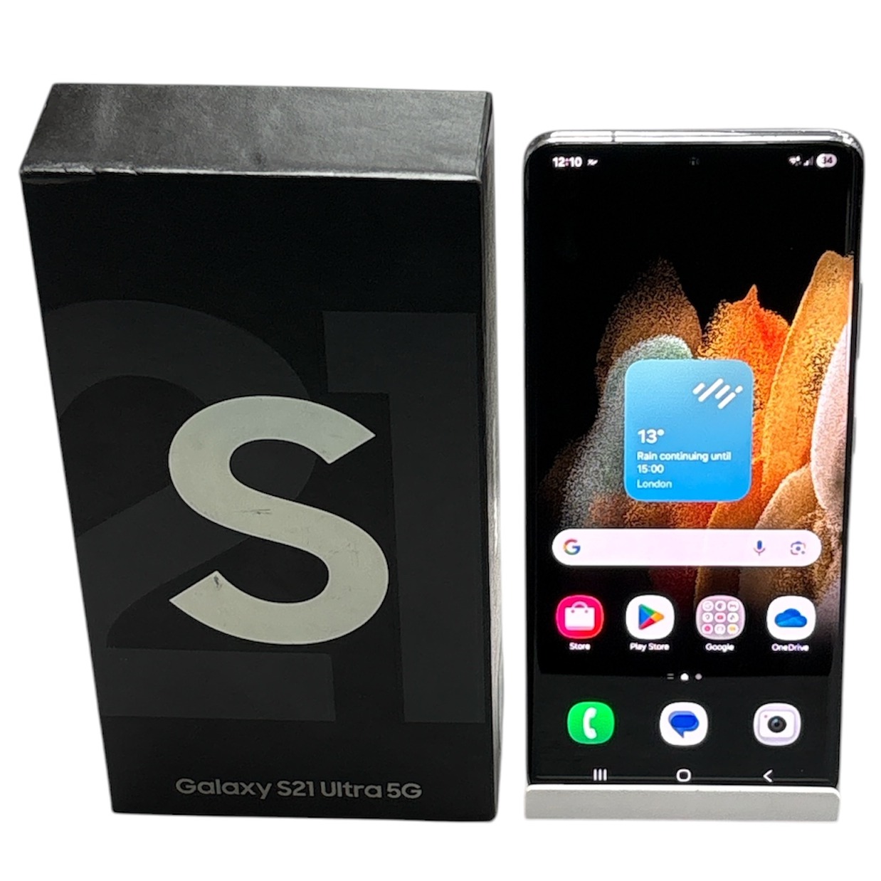 Product photo for Samsung Galaxy S21 Ultra 5G - 128GB Unlocked Boxed Phantom Silver