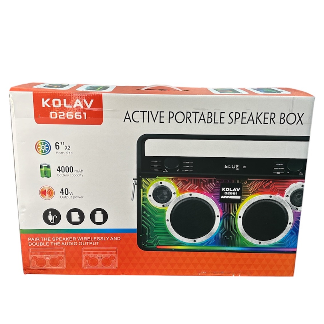 Product photo for Kolav D2661 X-Bass Active Portable Speaker Box