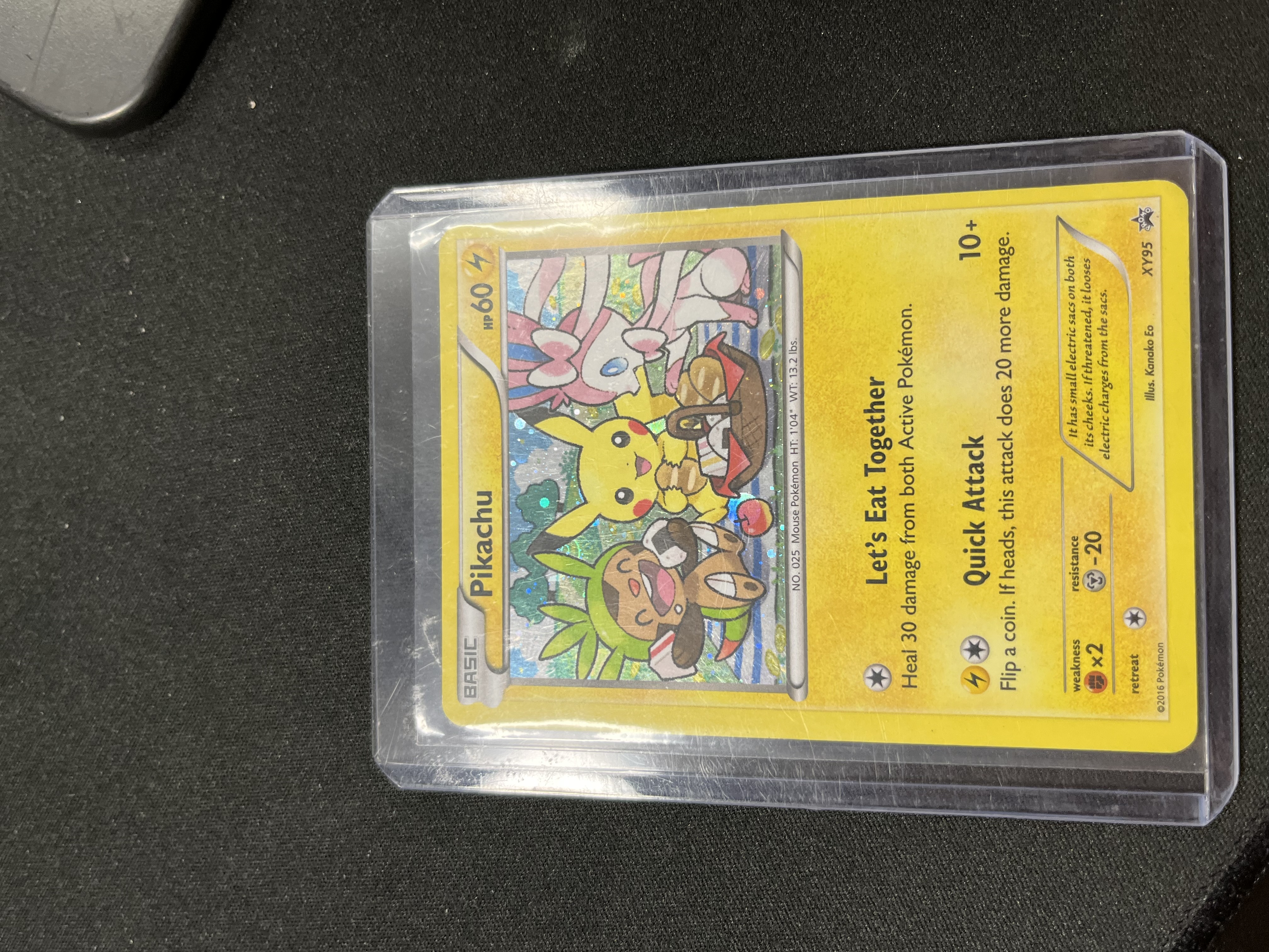 Product photo for Pokémon TCG Pikachu XY95 Black Star Promo Holo Rare 2016 Card Let's Eat Together