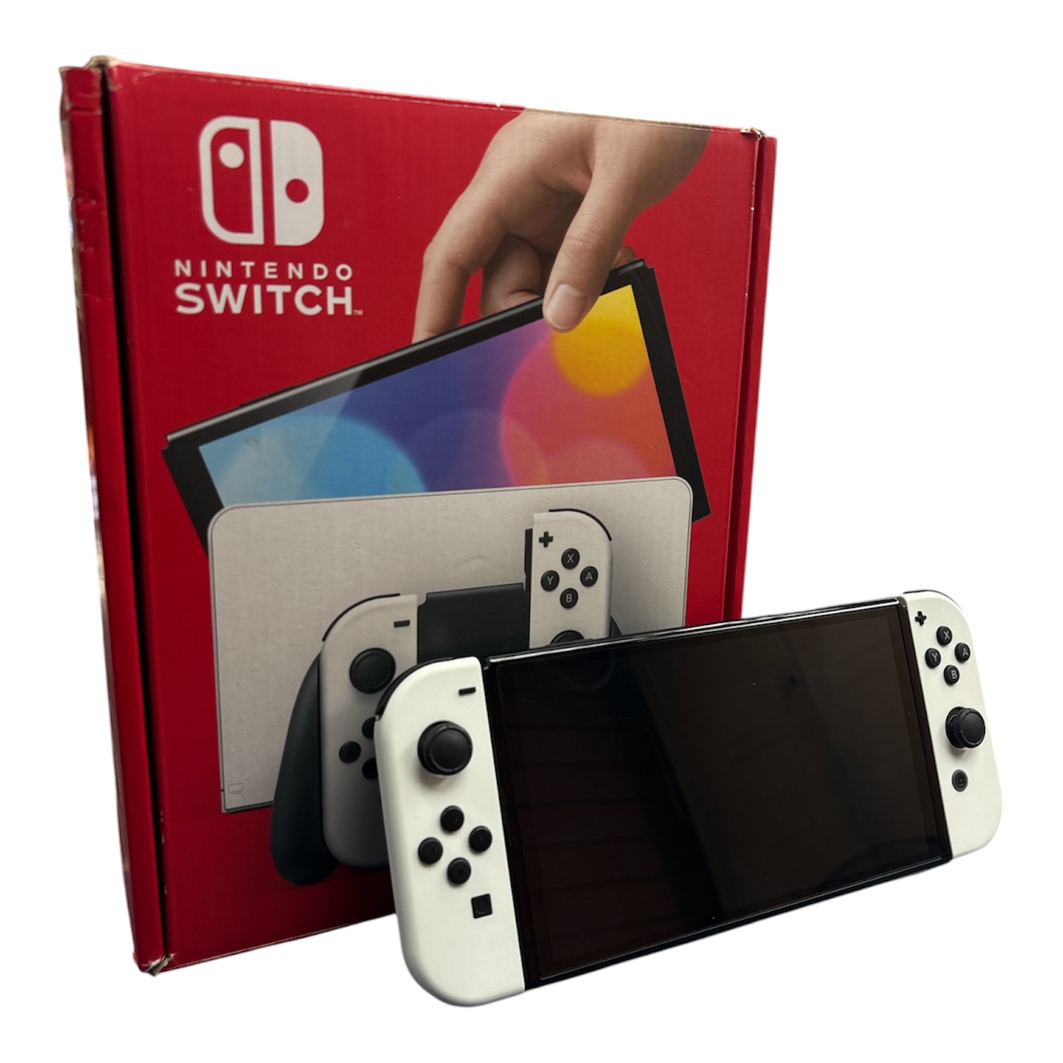 Product photo for Switch Console, 64GB OLED + White Joy-Con, Boxed