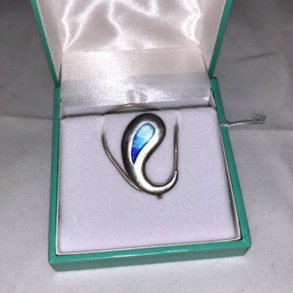 Product photo for Silver Snake chain Fusion Blue Pendant