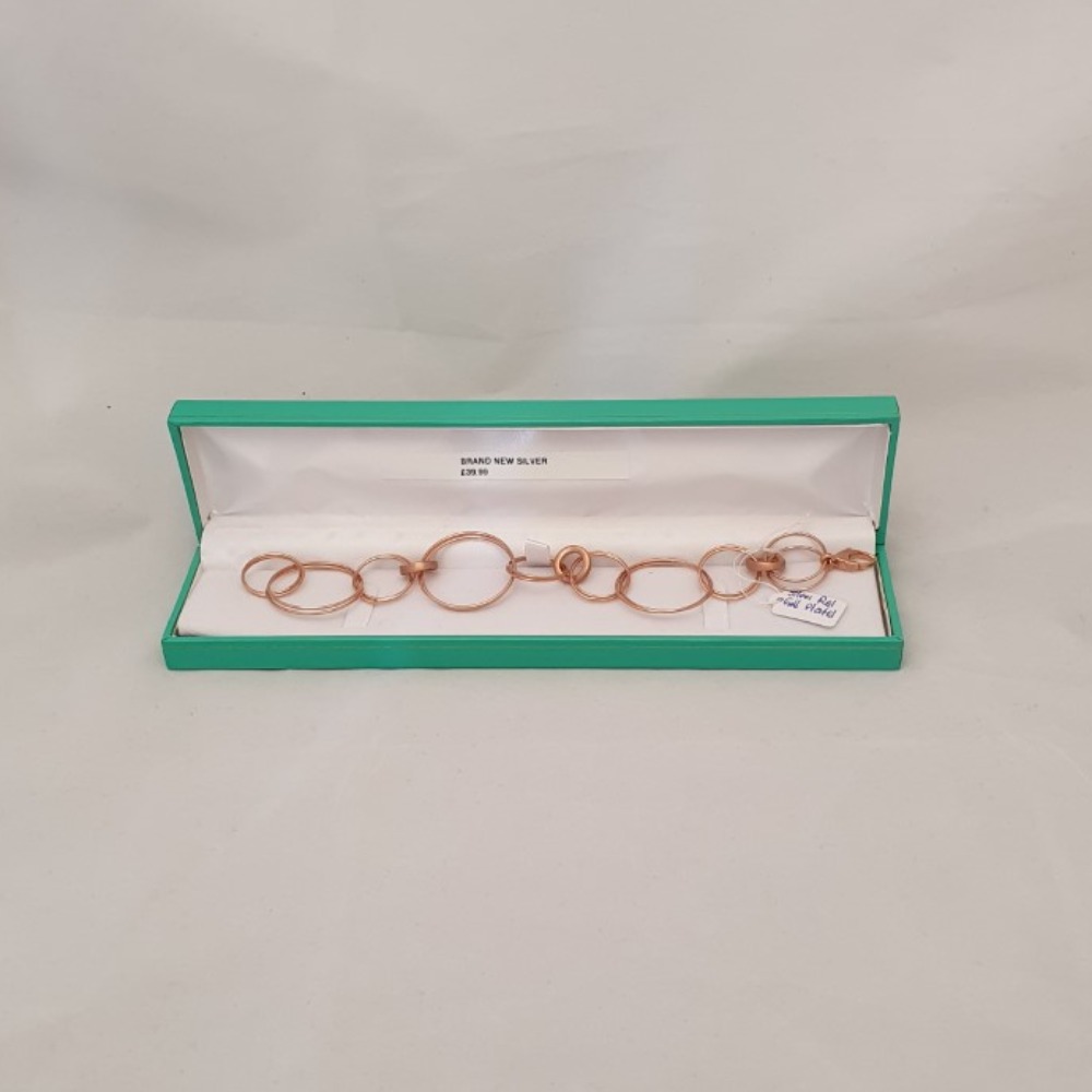 Product photo for Brand New silver red gold plated circle links bracelet