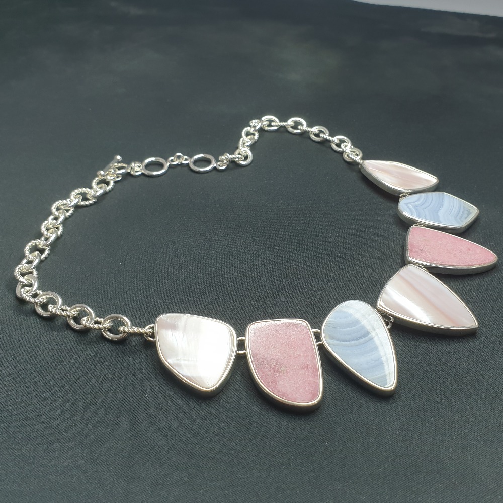 Product photo for 925 Silver Stones Necklace Fully Hallmark