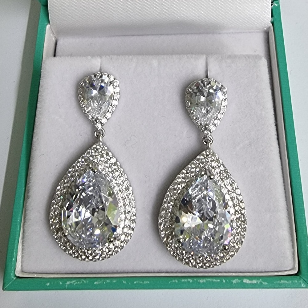 Product photo for Brand New CZ Silver Earrings 14.88g