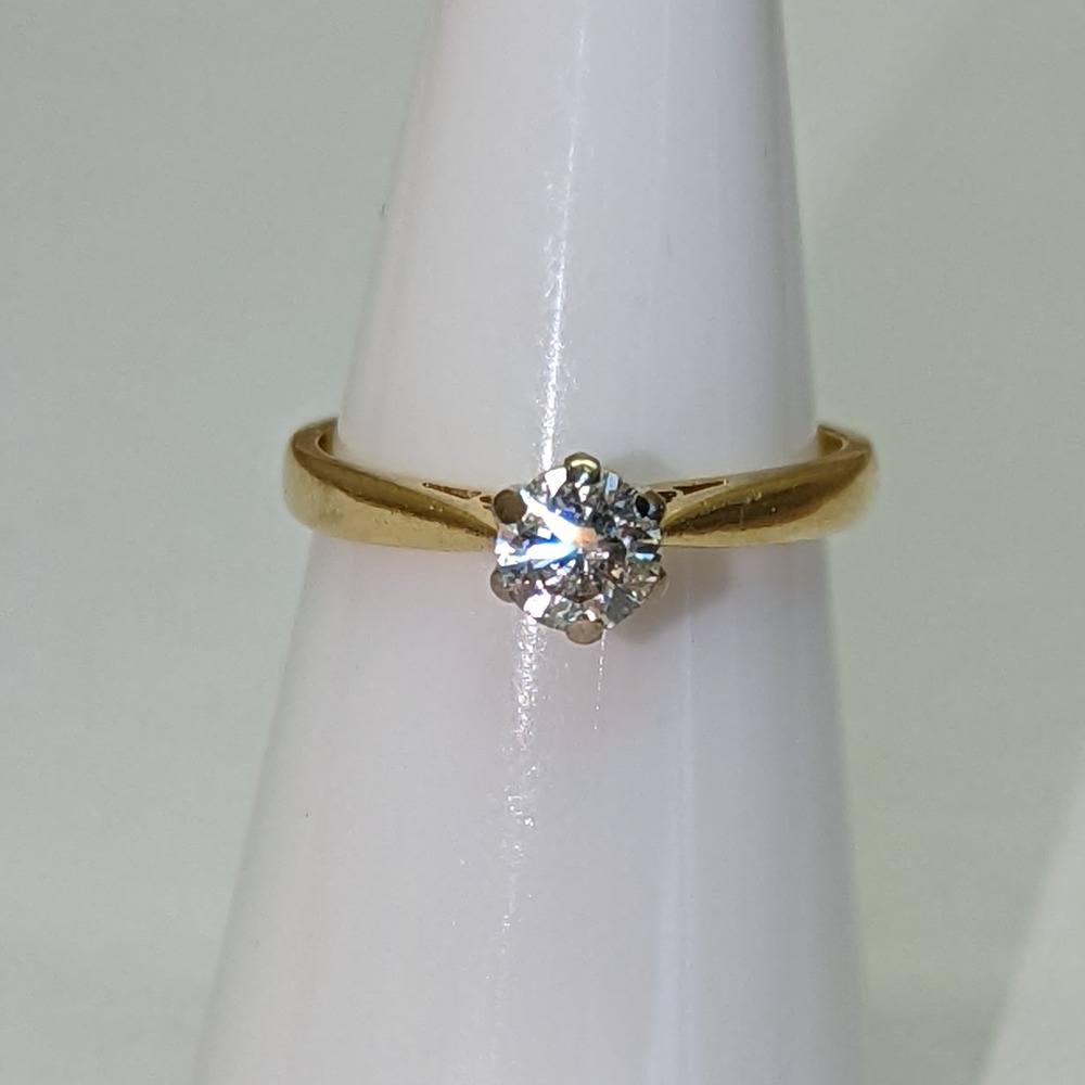 Product photo for 18ct Yellow Gold Solitaire Diamond Ring. Size I 1/2
